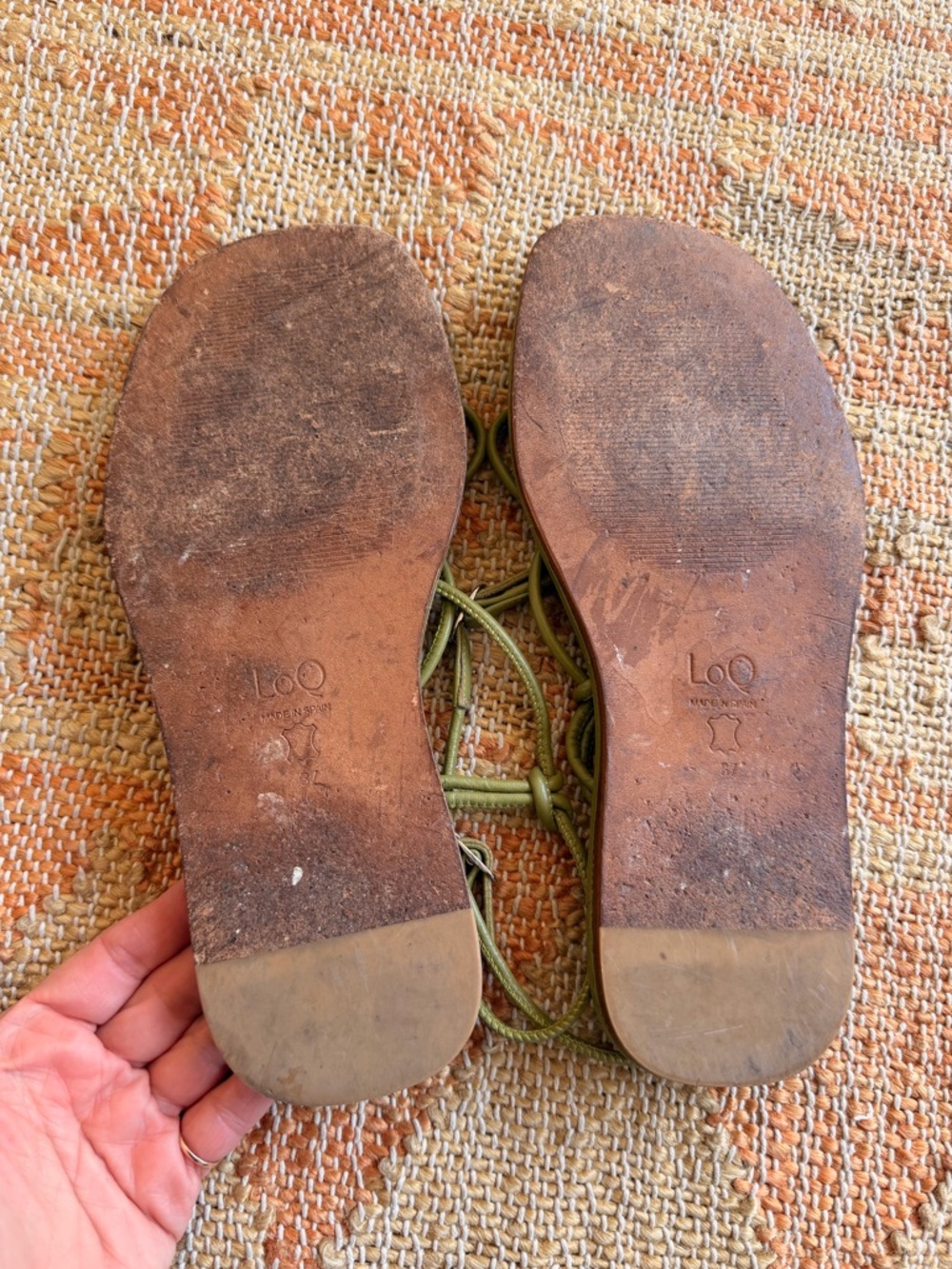 LOQ Granada Sandals in Khaki green wrap minimalist size 37 - 7.5 to 8 - Picture 13 of 16